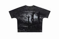 Vintage black graphic tee with Doré Bible 1866 crucifixion artwork and distressed washed texture