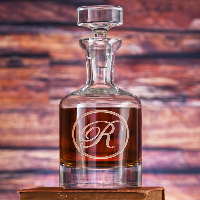 Edwardian Script Monogram Engraved Decanter