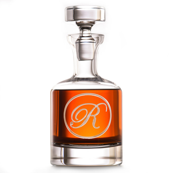 Edwardian Script Monogram Engraved Decanter