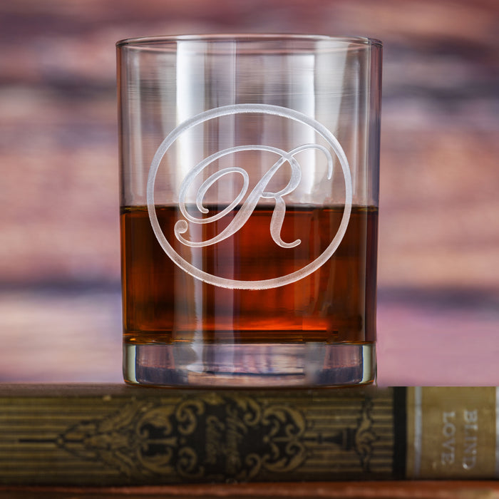 Edwardian Script Monogram Scotch Glass