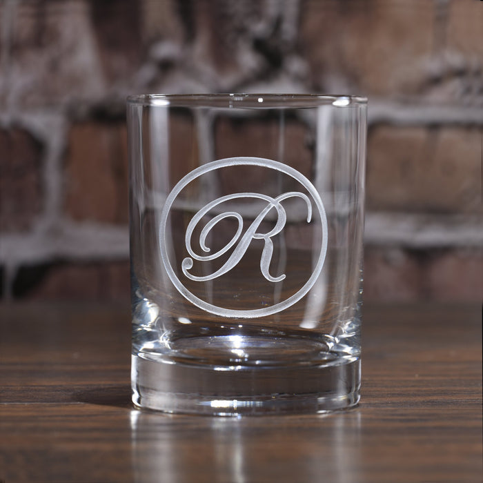Edwardian Script Engraved Scotch Whiskey Bourbon Glass