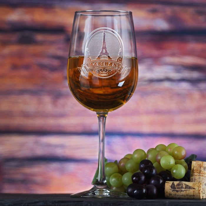 Eiffel Tower Engraved Wine Glass
