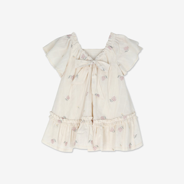 Embroidered Short seeve Mini Dress H - H17