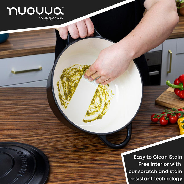Enamelled Cast Iron Dutch Oven with Lid - 30cm (6.9L) Black