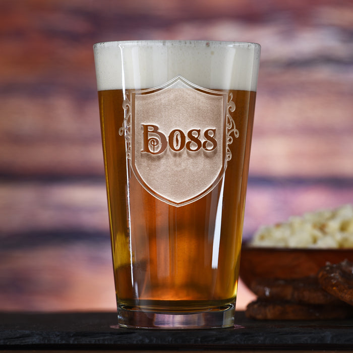 Engraved Boss Pub Glass