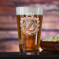 Engraved Crest Pint Pub Glass