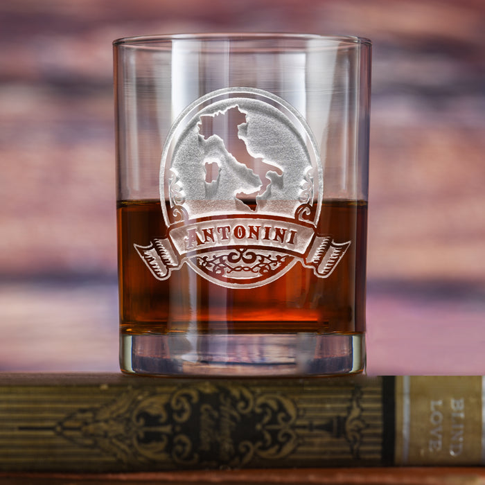 Engraved, Italian Whiskey Glass