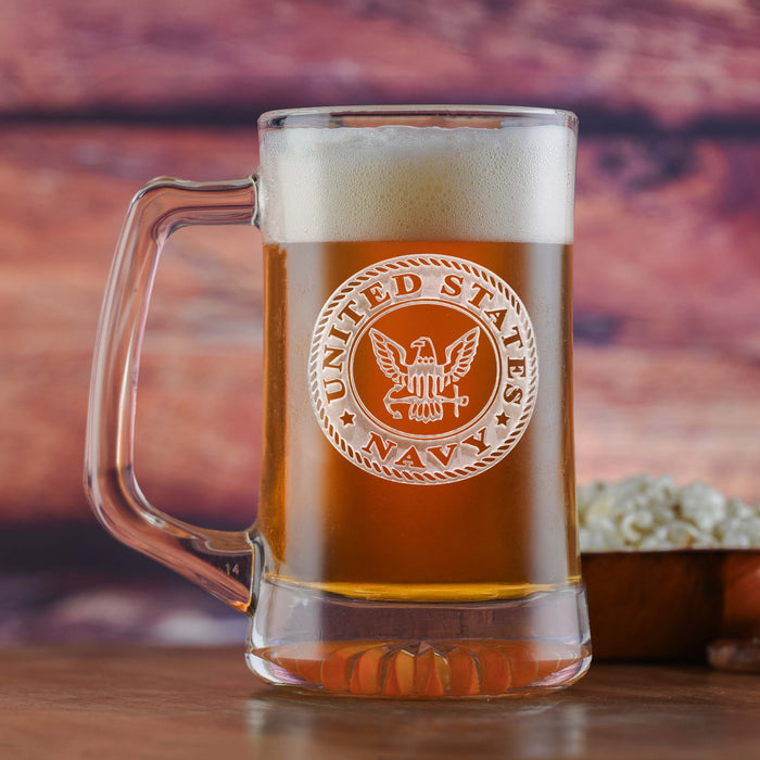 Engraved Navy Military Beer Mugs
