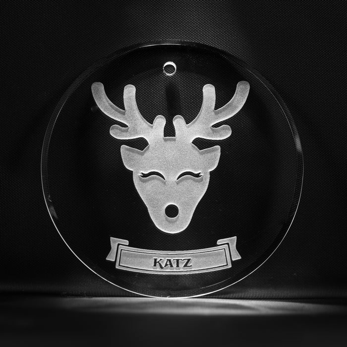 Engraved, Personalized Reindeer Christmas Ornament