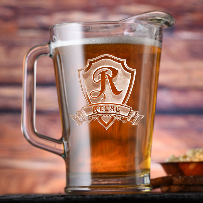 Engraved, Personalized Shield Pitcher