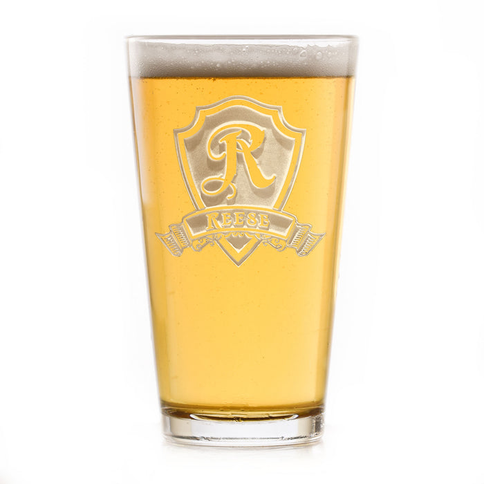 Engraved Shield Pint Pub Glass Set