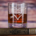 Etched Heart & Arrow Wedding, Anniversary Stolzle Crystal DOF Glass