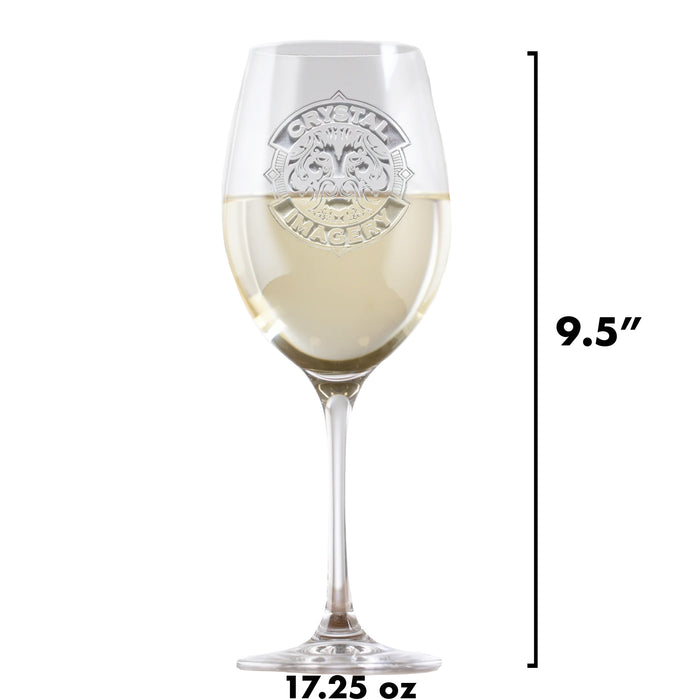 Etched Monogram Stolzle Crystal White Wine Glass
