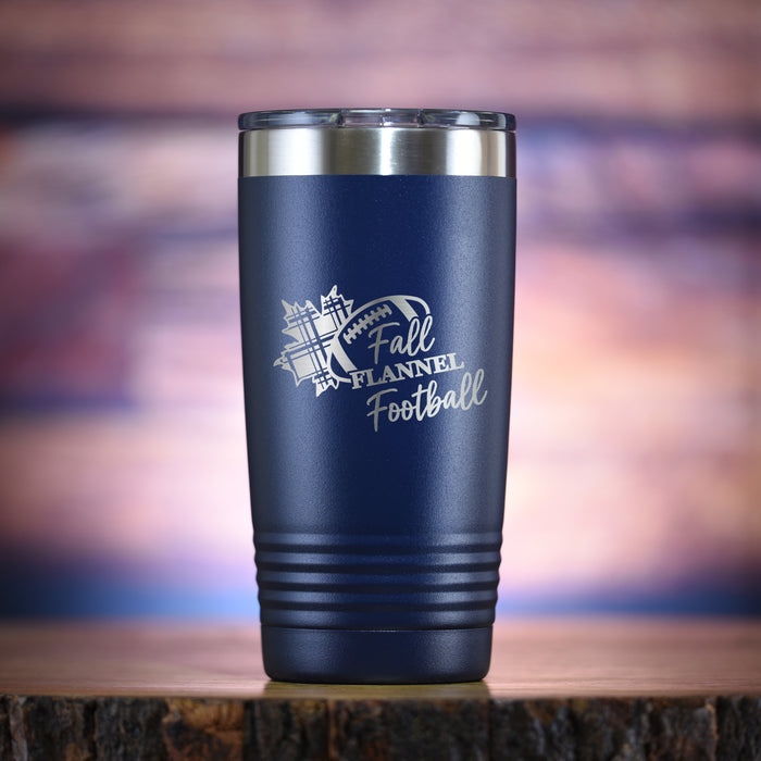 Fall Flannel Football Travel Tumbler