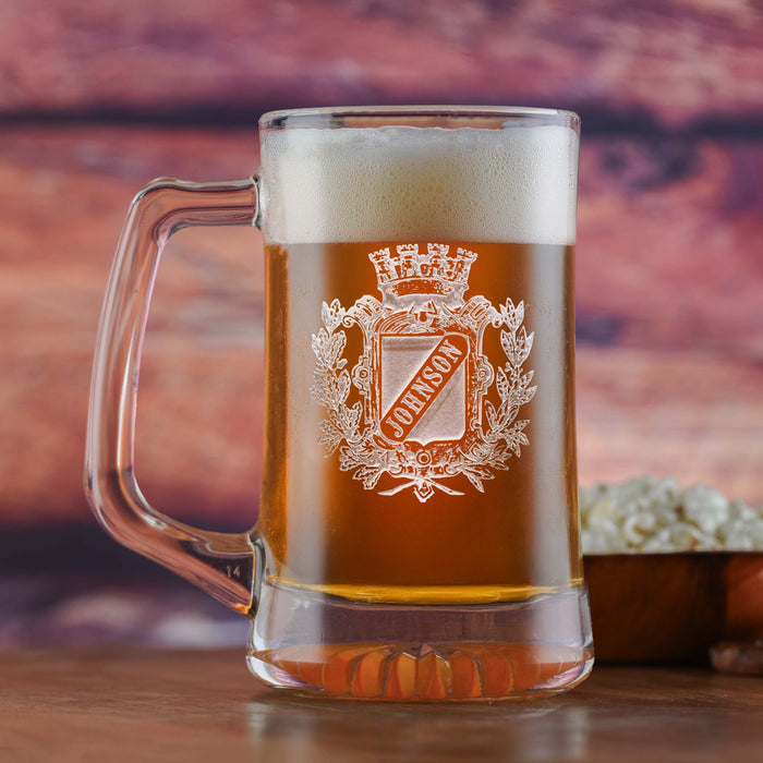 Family Crest Beer Mug, Coat of Arms Mug Set (4)