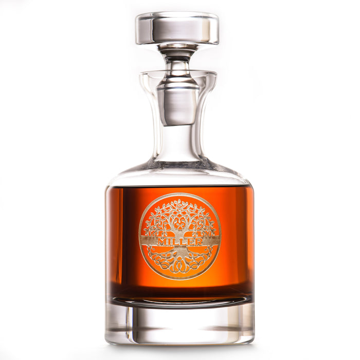 Family Tree Custom, Engraved Crystal Spirits Decanter