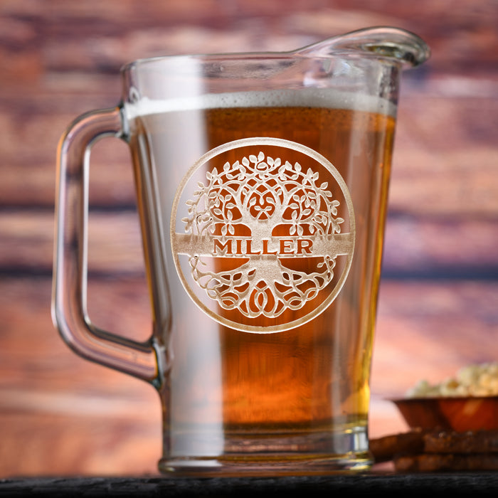 Family Tree Engraved Glass Pitcher Gift