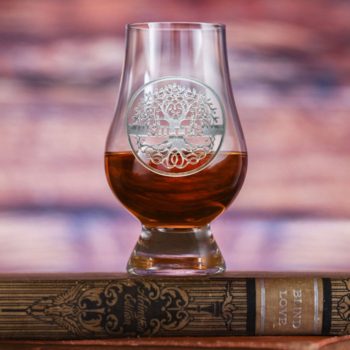 Family Tree Engraved Glencairn Scotch Glass Gift