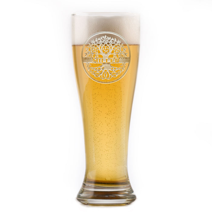 Family Tree Engraved Pilsner Beer Glass Gift