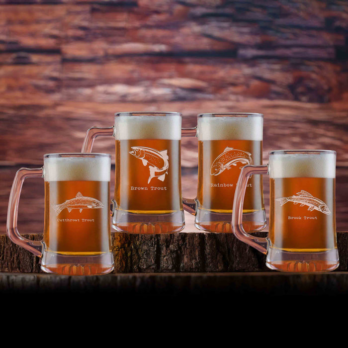 Fly Fishing Beer Mugs, Gift Set for Fishermen