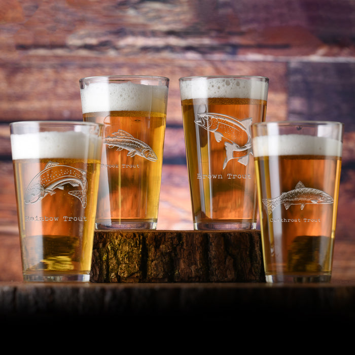 Fly Fishing Pint Glass, Gift Set for Fishermen