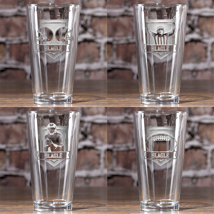 Football, Game Fan Gift, Super Bowl Pint Pub Glass Set