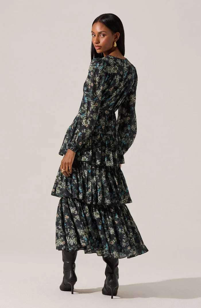 Franchesca Midi Dress black/green- ASTR