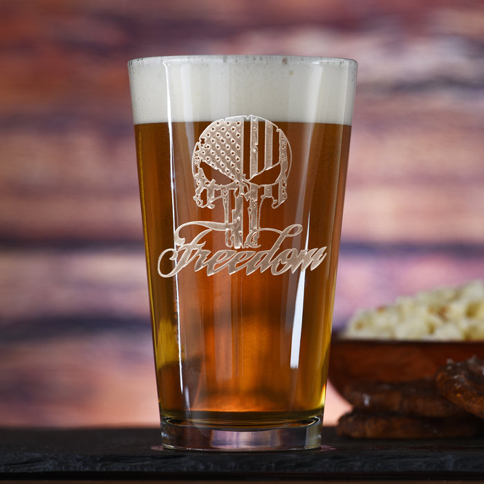 Freedom Skull Stars & Stripes, Pint Pub Beer Glass