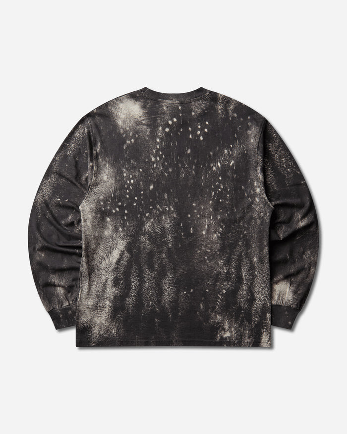 ROA Fuzzy Print Long Sleeve Fuzzy Brown T-Shirts Top YBUW051FA25 BRW0076