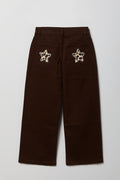 Girls Embroidered Patch Baggy Jean