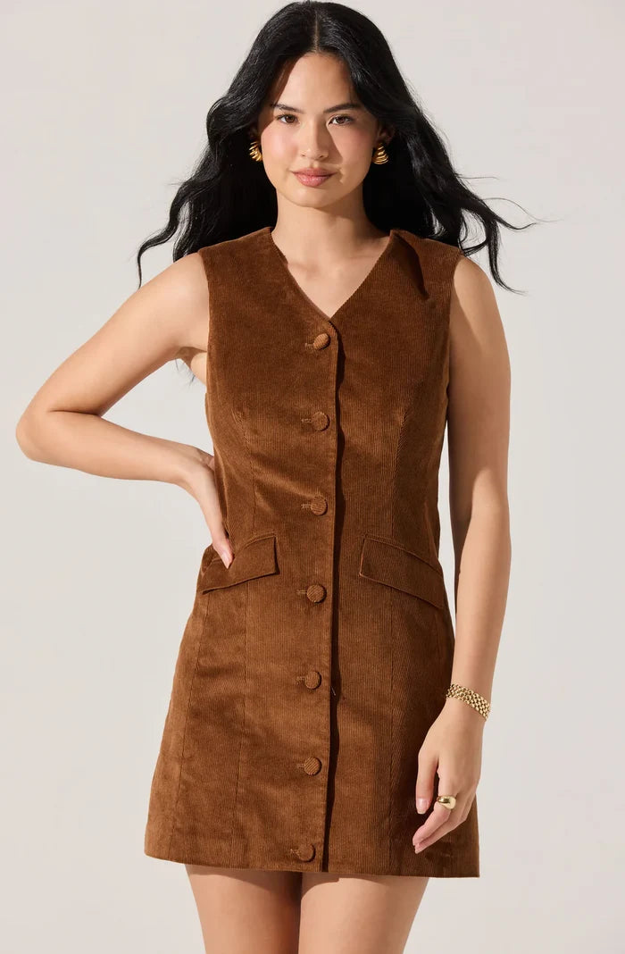 Gisselle Corduroy Mini Dress-ASTR