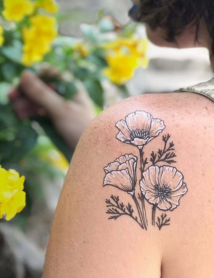 Golden Poppy Temporary Tattoo
