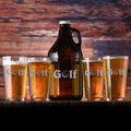 Golf Engraved Beer Growler Pint Glass Gift Set