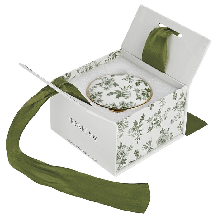 Green Delft Trinket Dish with Lid