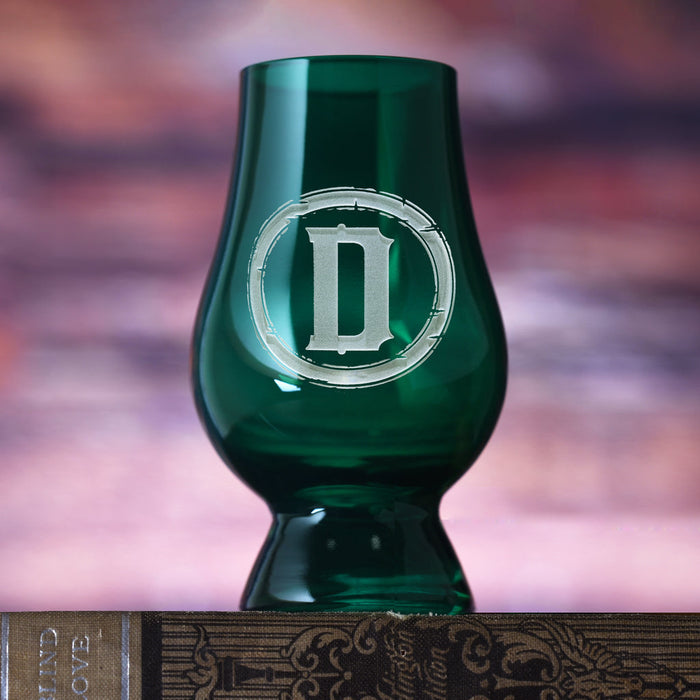 Green Glencairn Whisky Glass With Monogram, Engraved