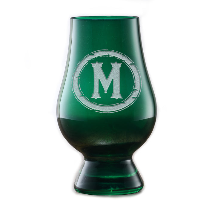 Green Glencairn Whisky Glass With Monogram, Engraved