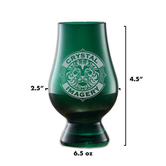 Green Glencairn Whisky Glass With Monogram, Engraved