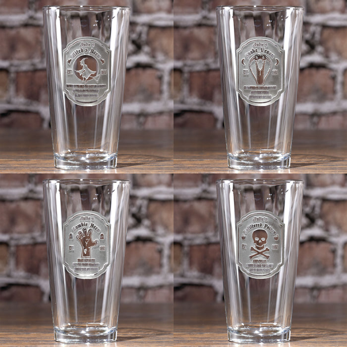 Halloween Potion Pint Pub Cocktail Glasses Set