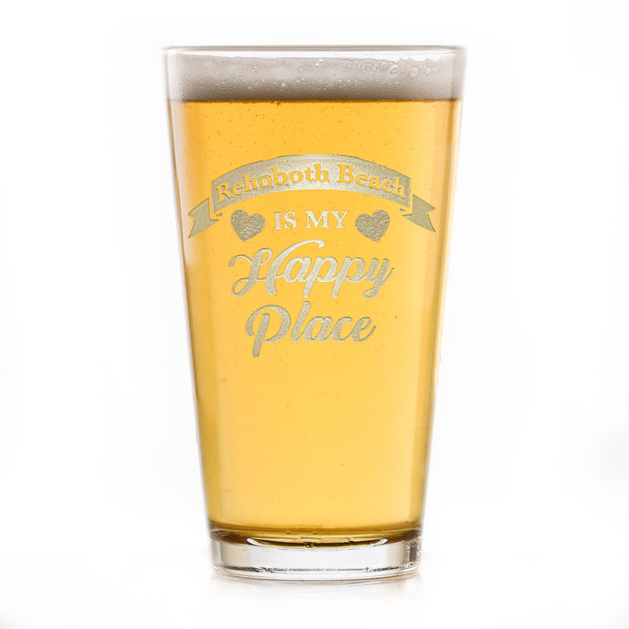 Happy Place Pint Beer Glass Custom Gift