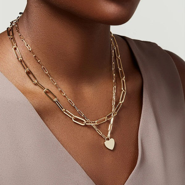Heart Charm Layered Necklace