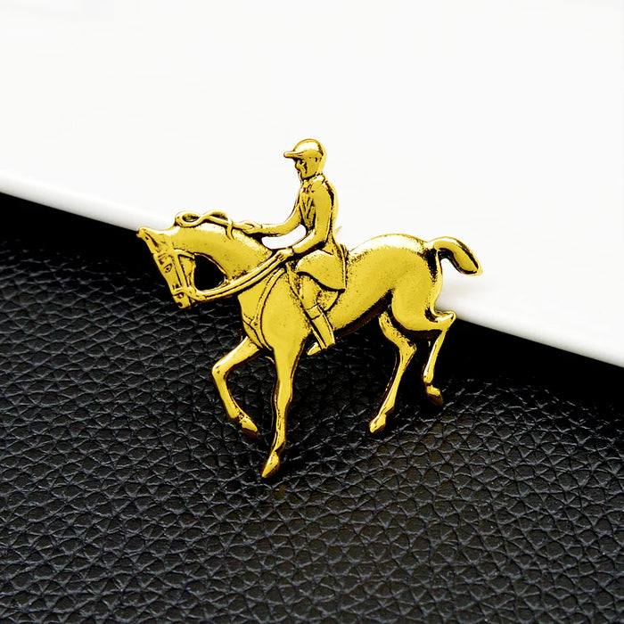 Horse and Rider Brooch (Gold)