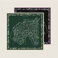 Horse Head Green & Black Double Print Scarf / 90cm