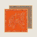 Horse Head Orange & Coffee Double Print Scarf / 90cm