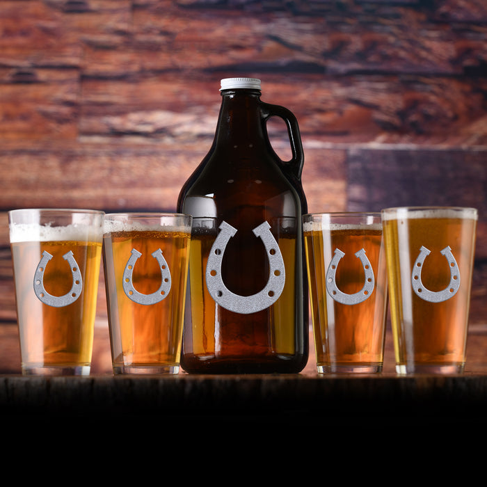 Horse Lover Beer Growler, Pint Glass Gift Set, Yellowstone