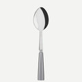 The Sabre Icone Light Grey Serving Spoon features a reflective, oval-shaped stainless steel bowl and a solid metallic handle, shown against a plain white background.