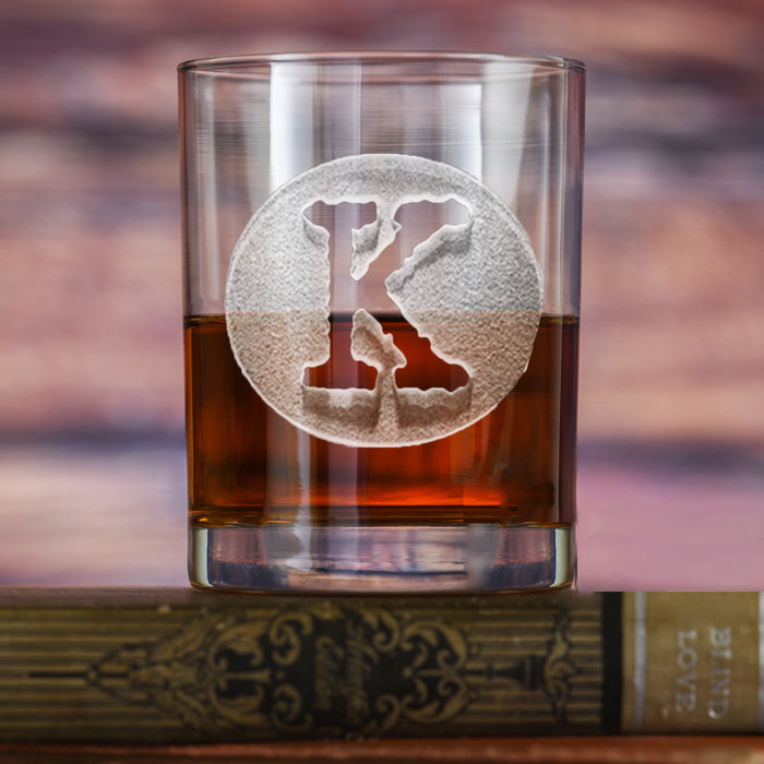 Initial in Circle, Engraved Whiskey Scotch Glass