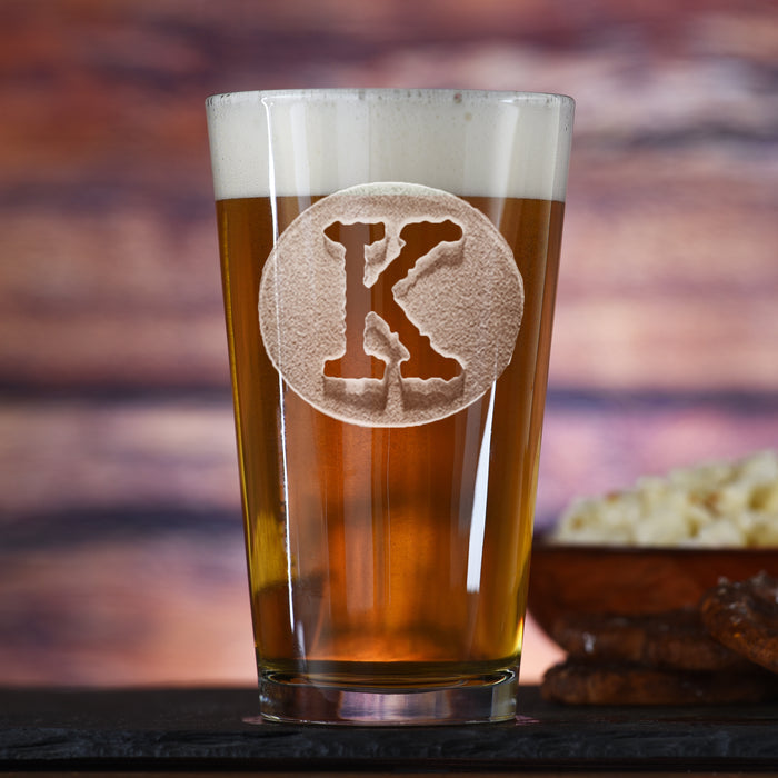 Initial in Circle, Pint Pub Glass