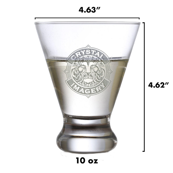 Initials in Heart, Engraved Martini Cocktail Glass