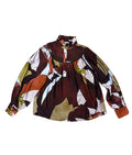 Jade- Stand Collar Trim Blouse- Harvest Rhythm