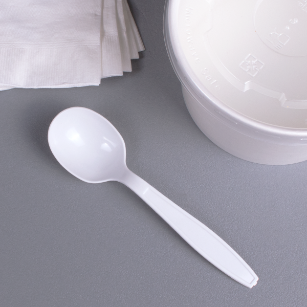 Karat PP Plastic Heavy Weight Soup Spoons - White - Wrapped - 1,000 ct